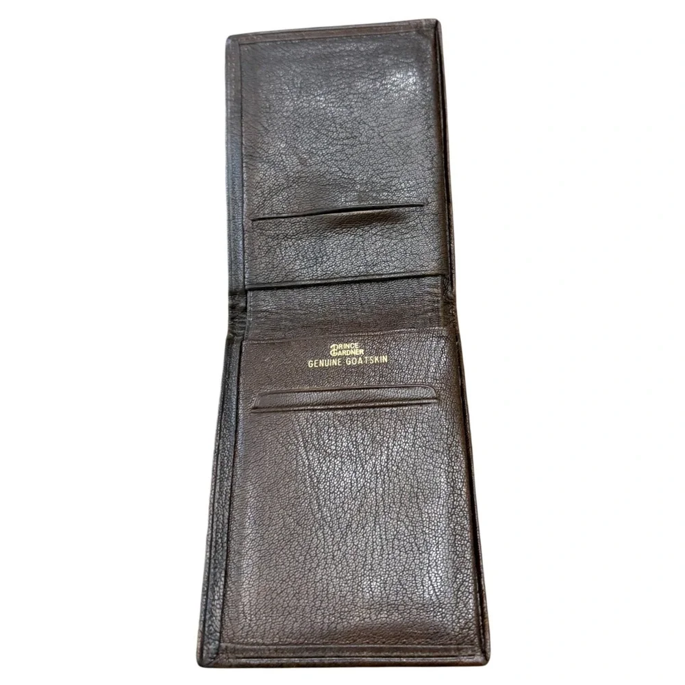 VTG 1970s Prince Gardner Mens Goatskin Bifold Wallet USA Made Brown Leather EDC